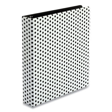 Oxford™ Punch Pop Fashion Binder, 3 Rings, 1.5" Capacity, 11 X 8.5, White-black Polka Dot Design freeshipping - TVN Wholesale